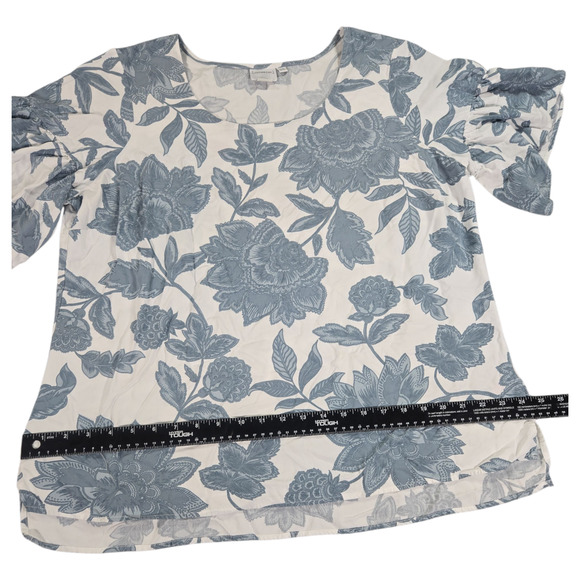 Junarose Wom Sz 16 Short Flutter Sleeve Top JRAMIA Blue Floral Spring Summer EUC - Picture 4 of 8